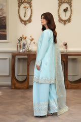 Summer Scent By Nine Needles Stitched 3 Piece Summer Collection'2025-Blue Crush-NP-12