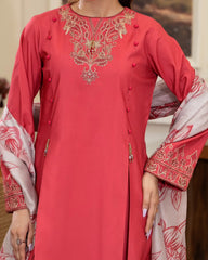 Summer Scent By Nine Needles Stitched 3 Piece Summer Collection'2025-Scarlet-NP-10