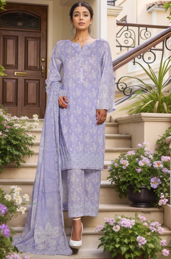 Aashkaar By HZ Stitched 3 Piece Emb Cotton Lawn Vol-07 Collection'2025-LPE-542
