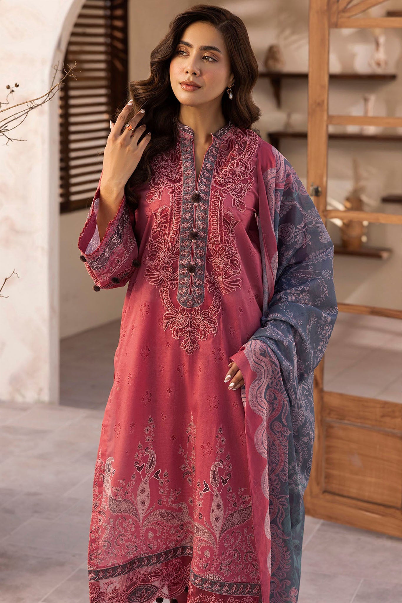 Umang By Motifz Unstitched 3 Piece Digital Printed Emb Lawn Collection'2025-5471-IREA