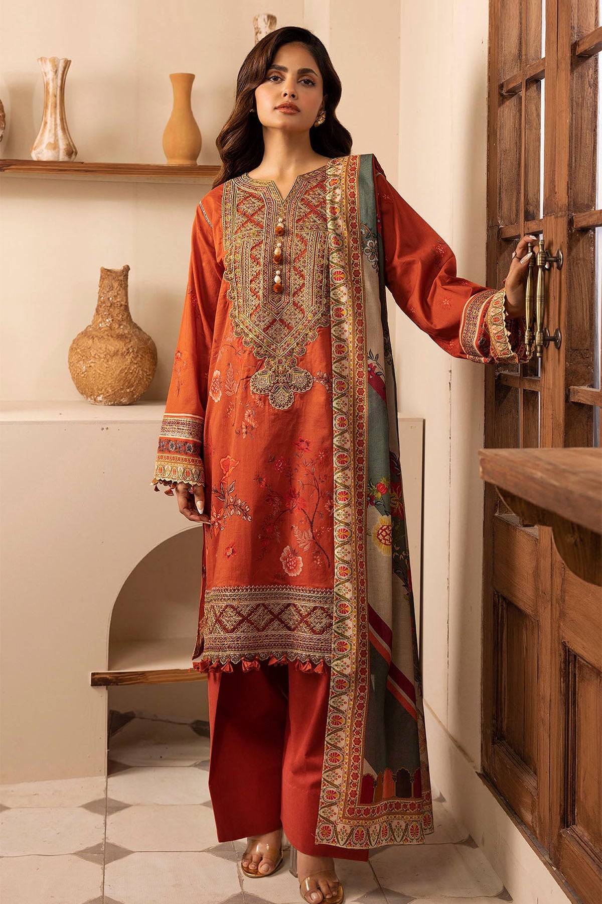Umang By Motifz Unstitched 3 Piece Digital Printed Emb Lawn Collection'2025-5473-BRENNA