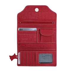 Bag X Leather Crocodile Long Wallet 3 Folds Red