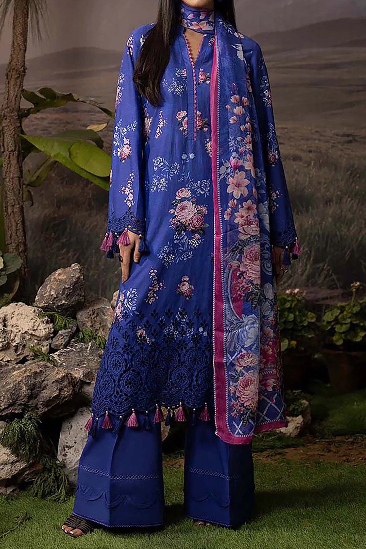 Printskari By Adan's Libas 3 Piece Unstitched Emb Lawn Collection'2024-AL-02