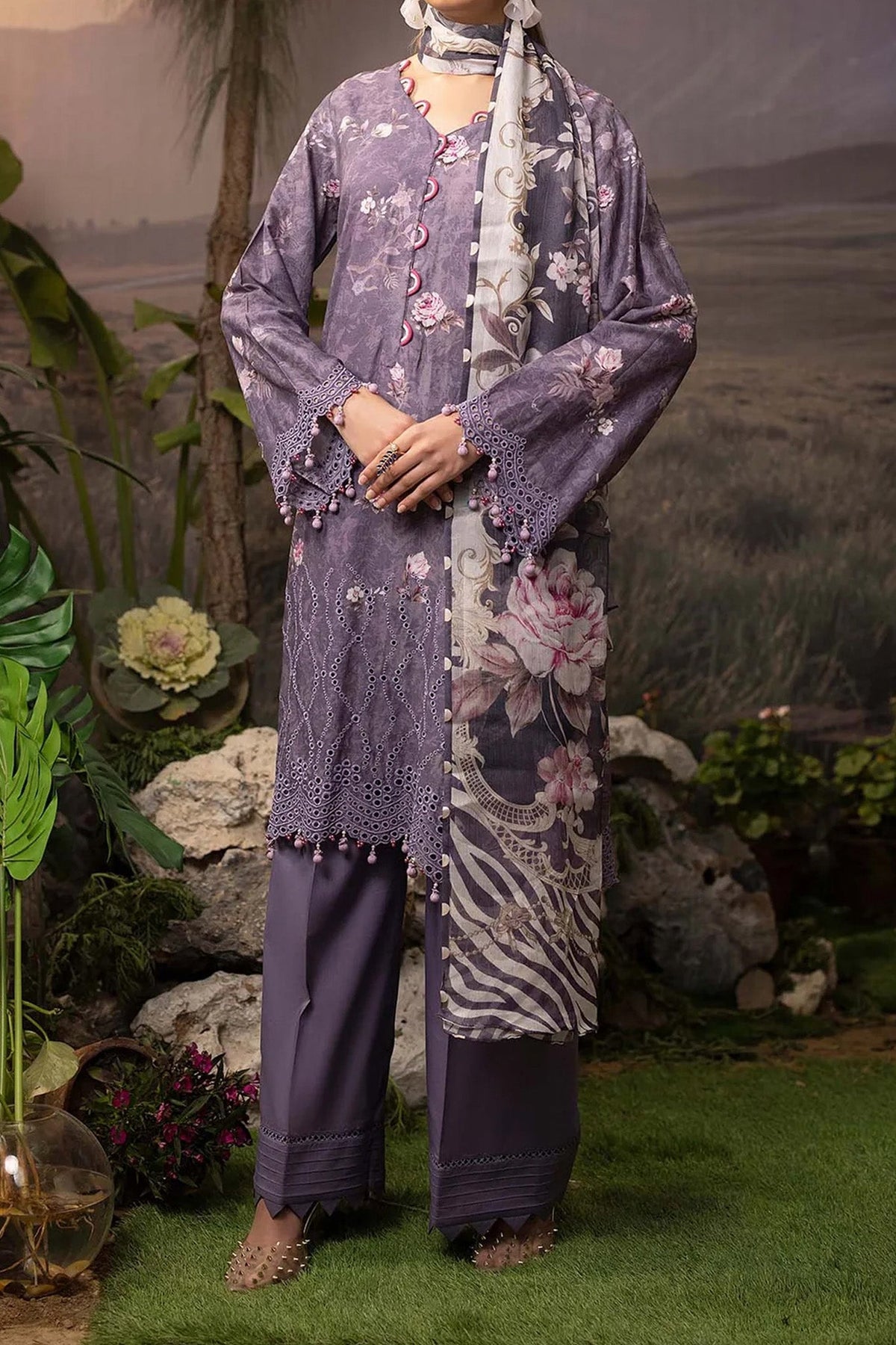Printskari By Adan's Libas 3 Piece Unstitched Emb Lawn Collection'2024-AL-05