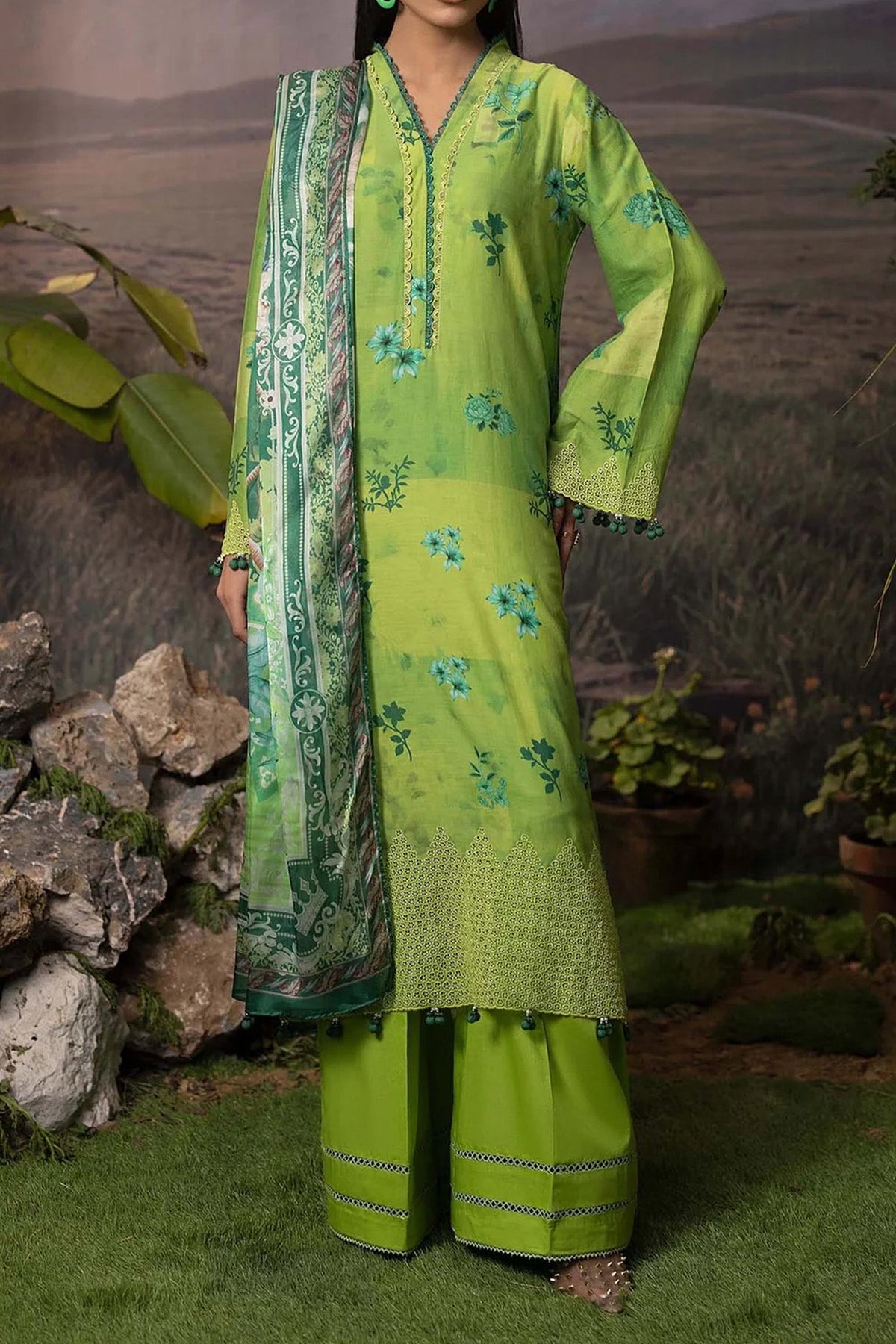 Printskari By Adan's Libas 3 Piece Unstitched Emb Lawn Collection'2024-AL-08