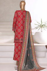 Malika By Sada Bahar Stitched 3 Piece Cutwork Khaddar Vol-01 Collection'2025-5763-Red