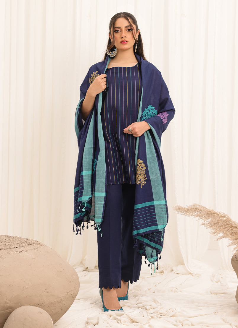 Zlooms 3 Pc Yarn Dyed Unstitched Suit - ZL25-C10-04