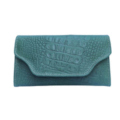 Leather long crocodile wallet 3 folds Green - Bag X