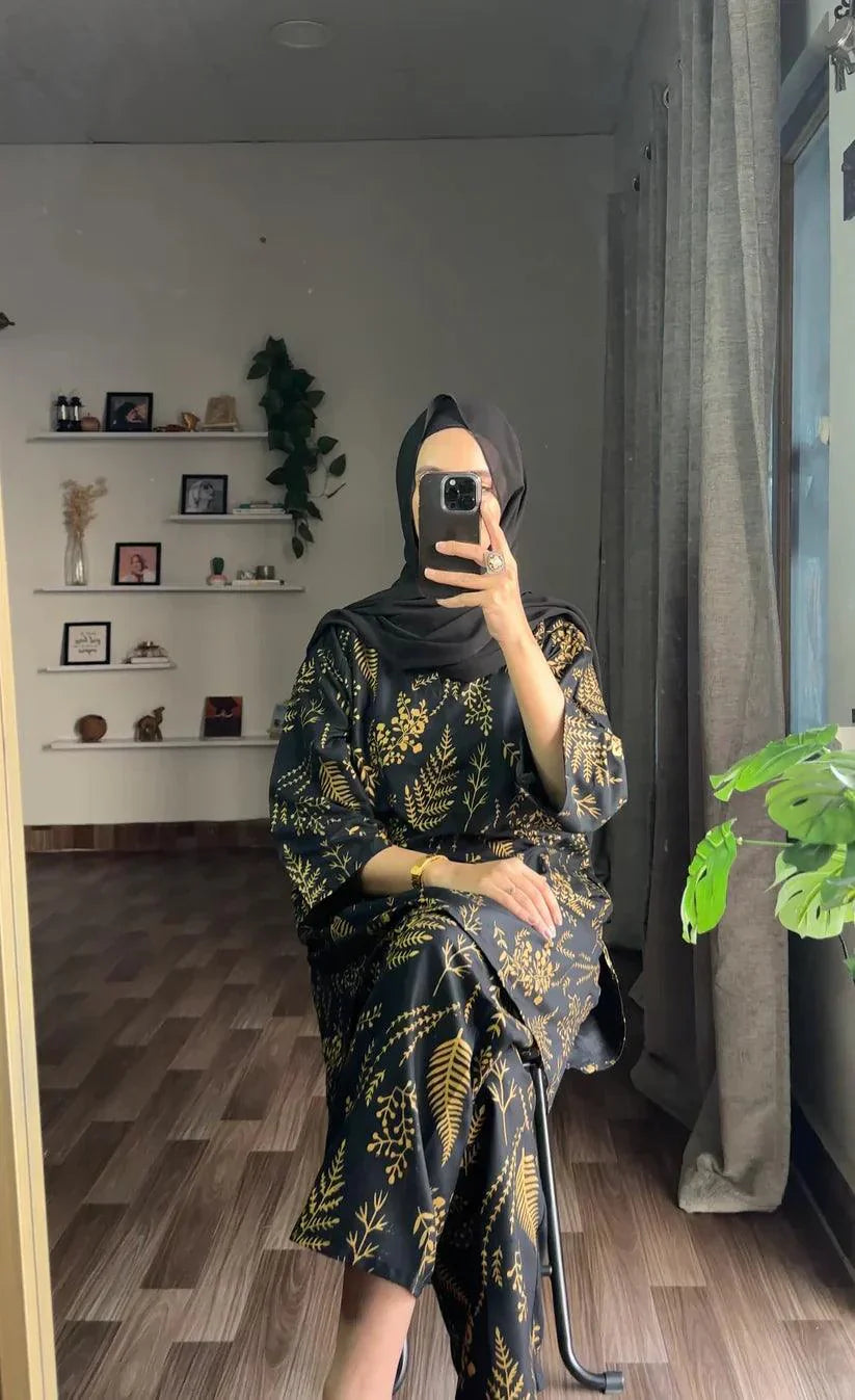 Zaib E Hoor Floral Leaf Print 2Pcs Stitched