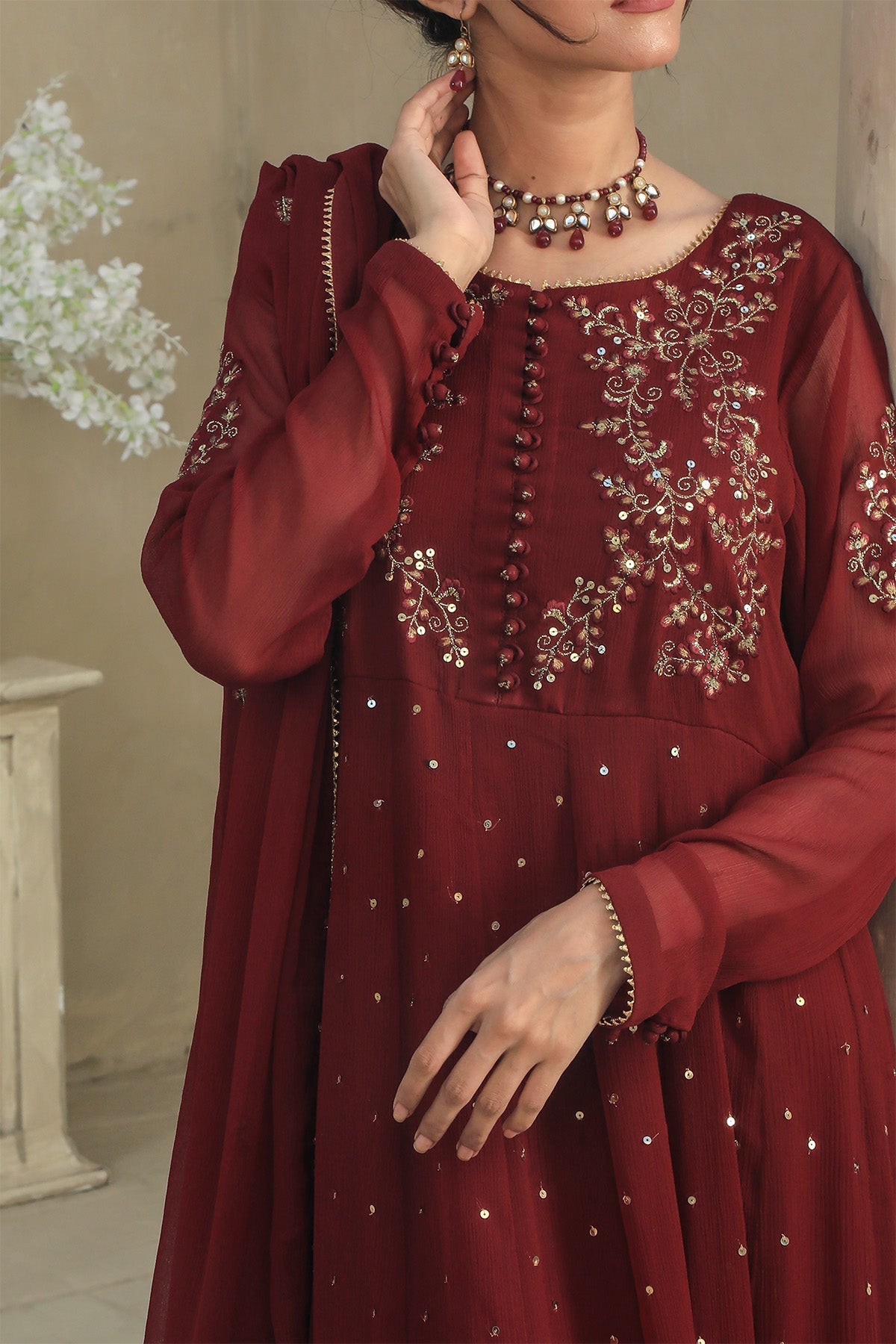 Najia Zia Stitched Luxury Pret Collection-Garnet