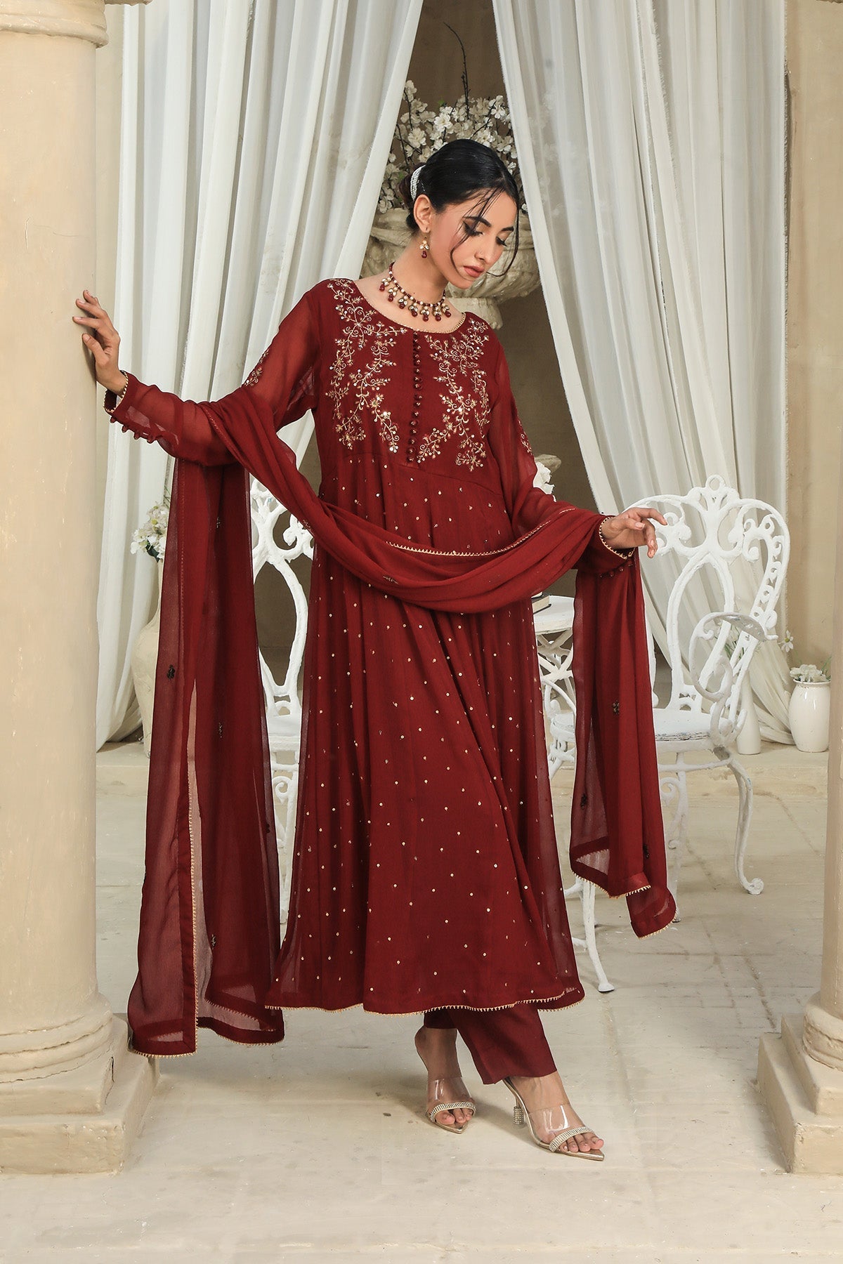 Najia Zia Stitched Luxury Pret Collection-Garnet