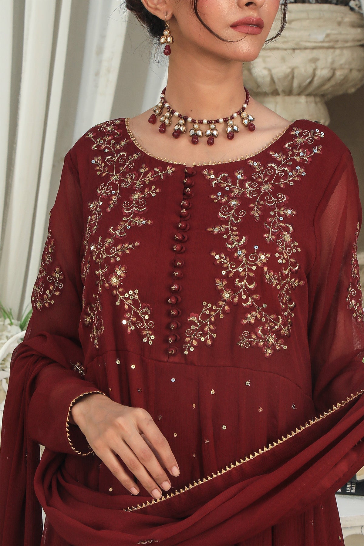 Najia Zia Stitched Luxury Pret Collection-Garnet
