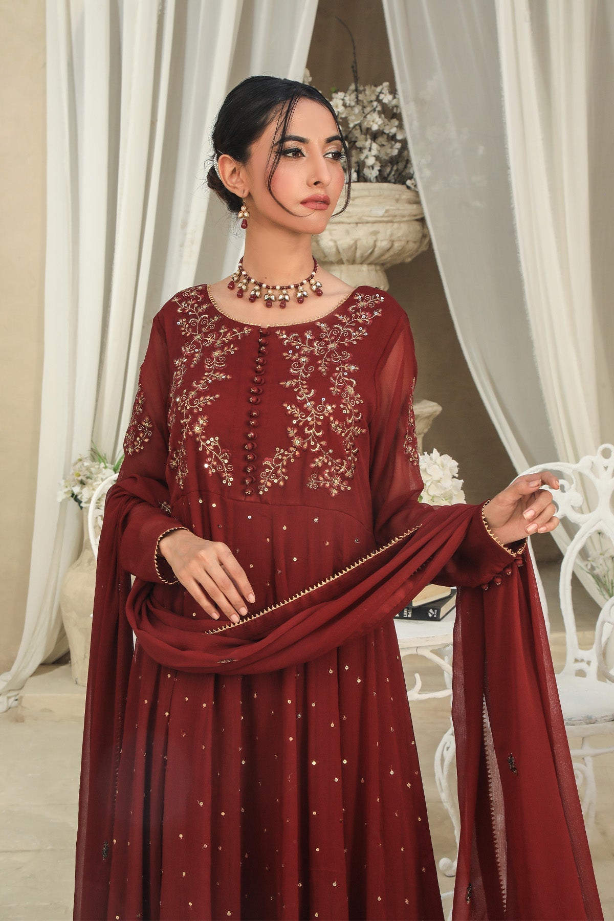 Najia Zia Stitched Luxury Pret Collection-Garnet