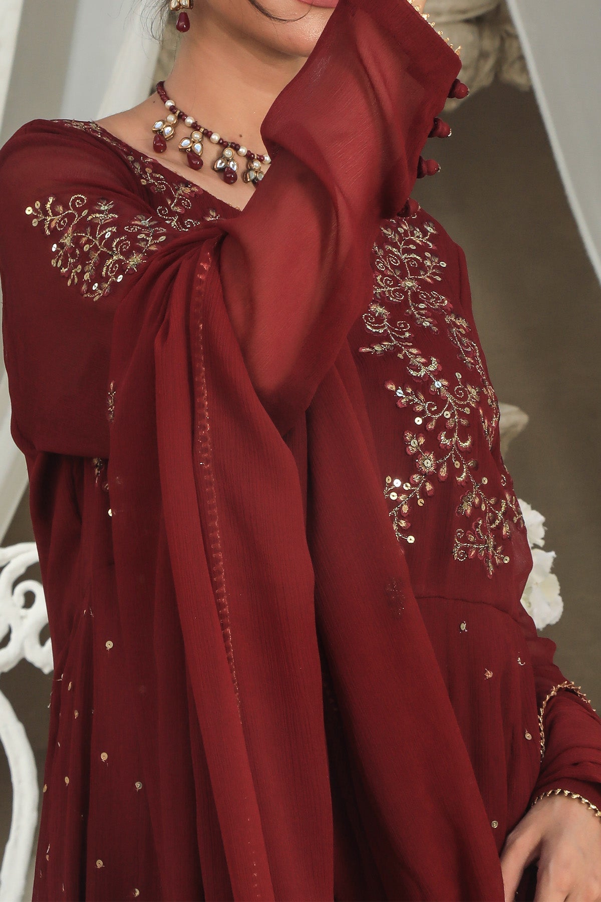 Najia Zia Stitched Luxury Pret Collection-Garnet