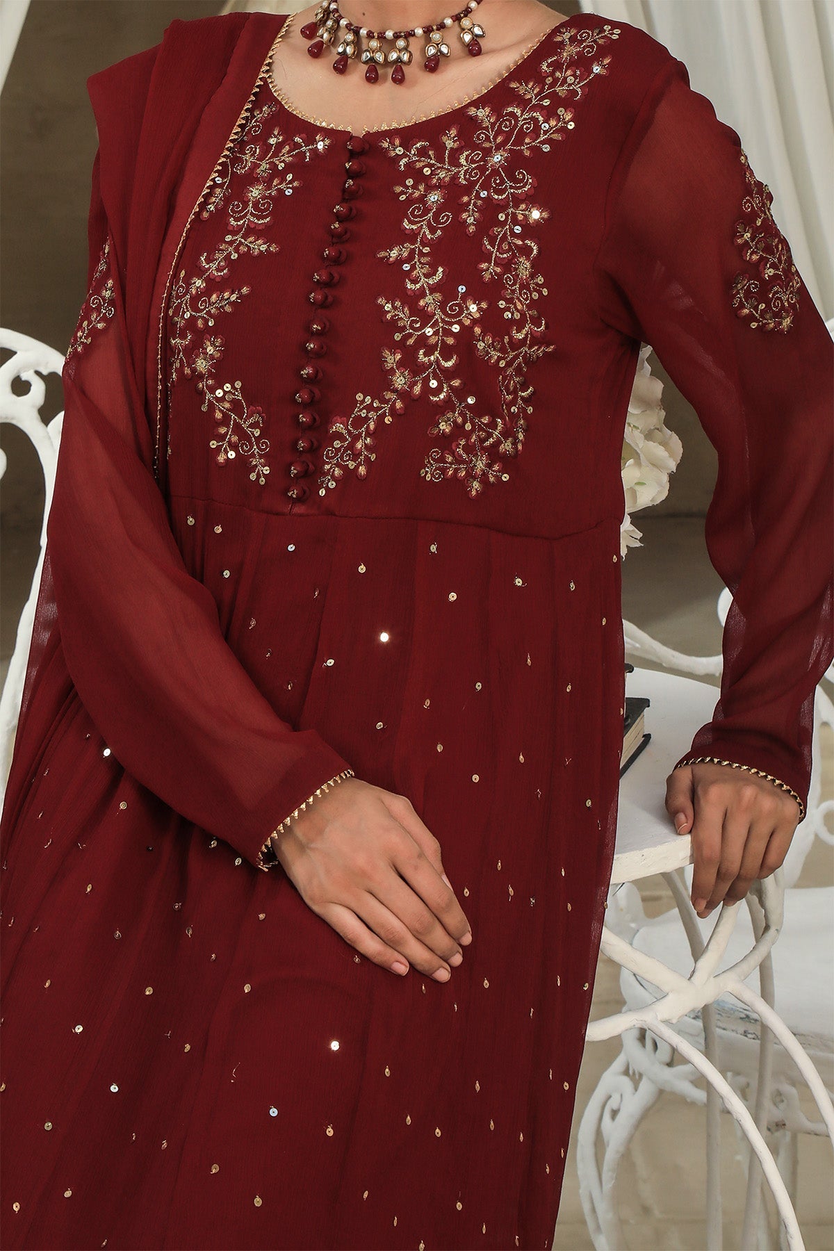 Najia Zia Stitched Luxury Pret Collection-Garnet