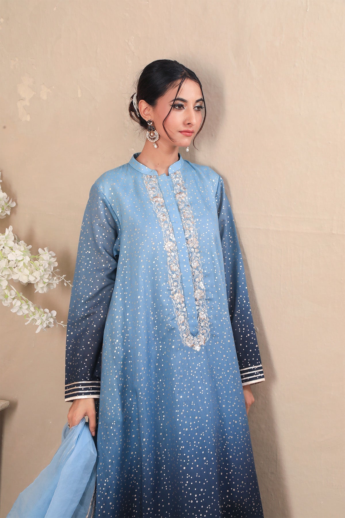 Najia Zia Stitched Luxury Pret Collection-Starry Night With Dupatta