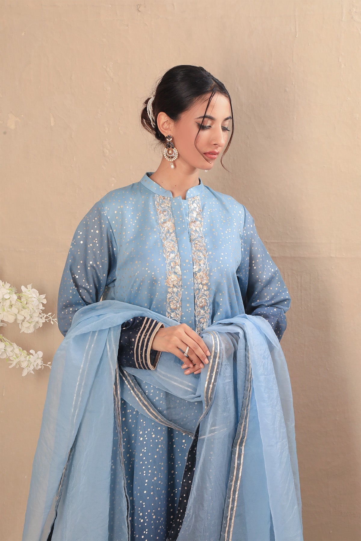 Najia Zia Stitched Luxury Pret Collection-Starry Night With Dupatta