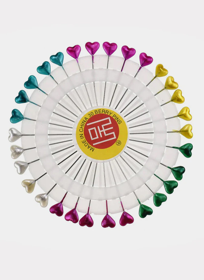 Hijab Ul Hareem Ring Pins Big 30 Pcs Pkt Multi Color Heart Shaped