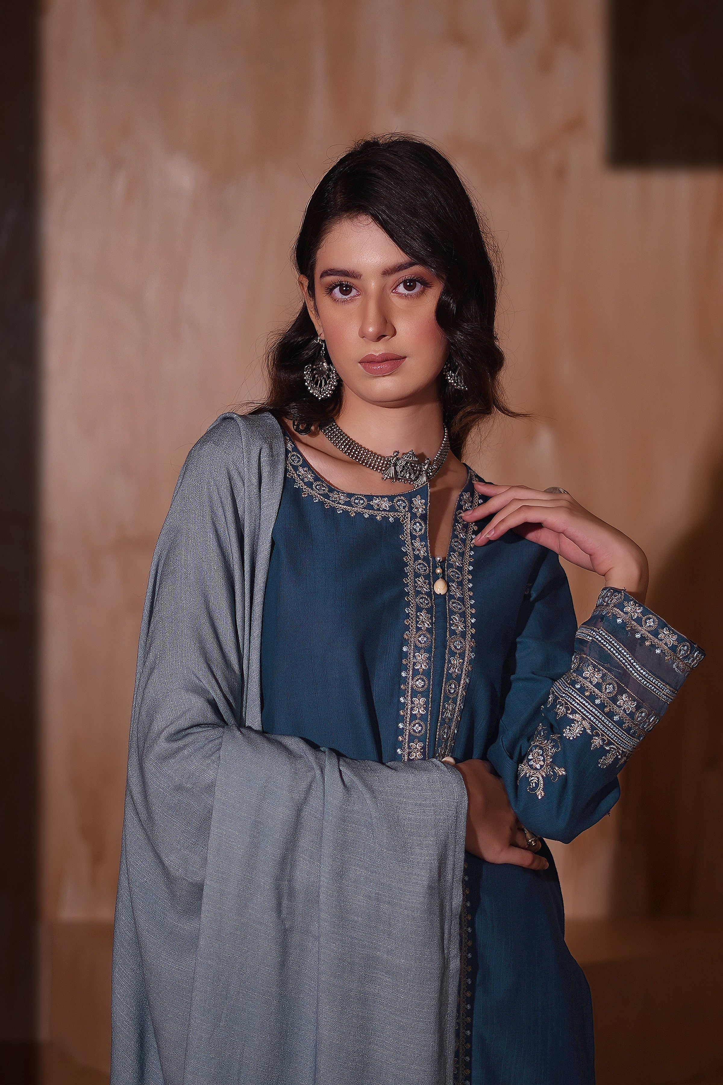 Aayra Stitched Winter Collection'2025-AY1144 - Yale Blue 3Pc