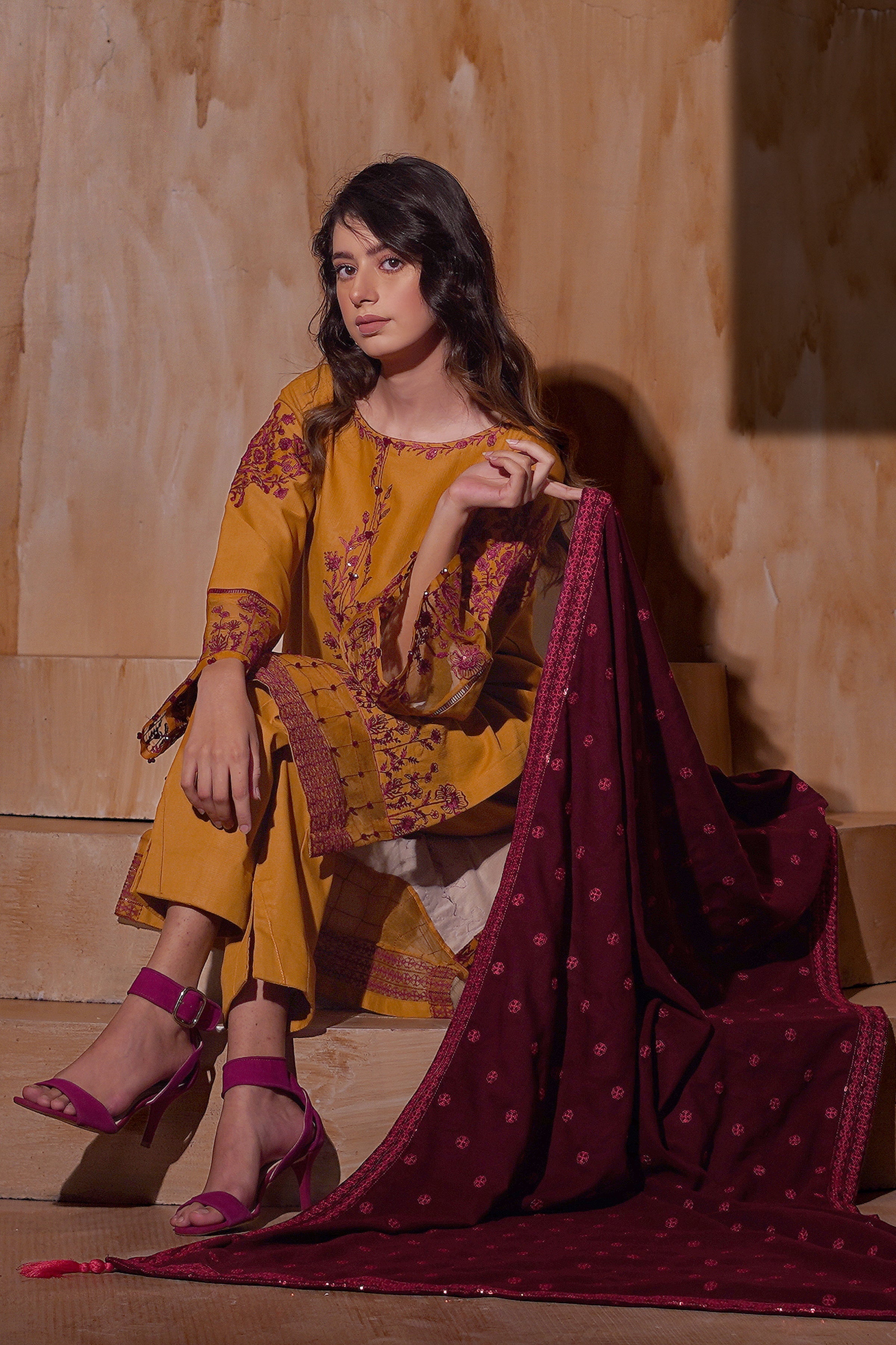 Aayra Stitched Winter Collection'2025-Ay1141 - Saffron grace 3pc