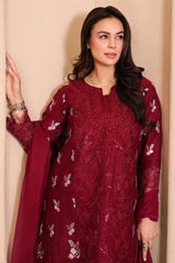 Tabeer By Mariam Malik Stitched 3 Piece Summer Collection'2025-Garnet Rose