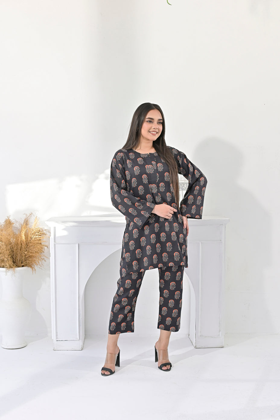 Silcot Stitched Summer Collection'2025-black floral ensemble