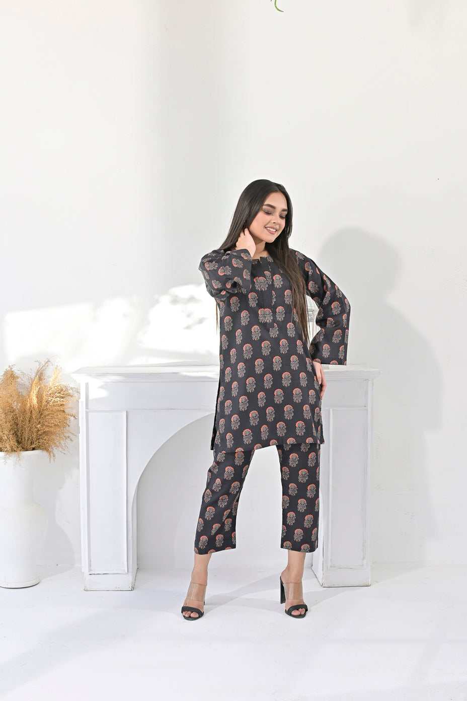 Silcot Stitched Summer Collection'2025-black floral ensemble