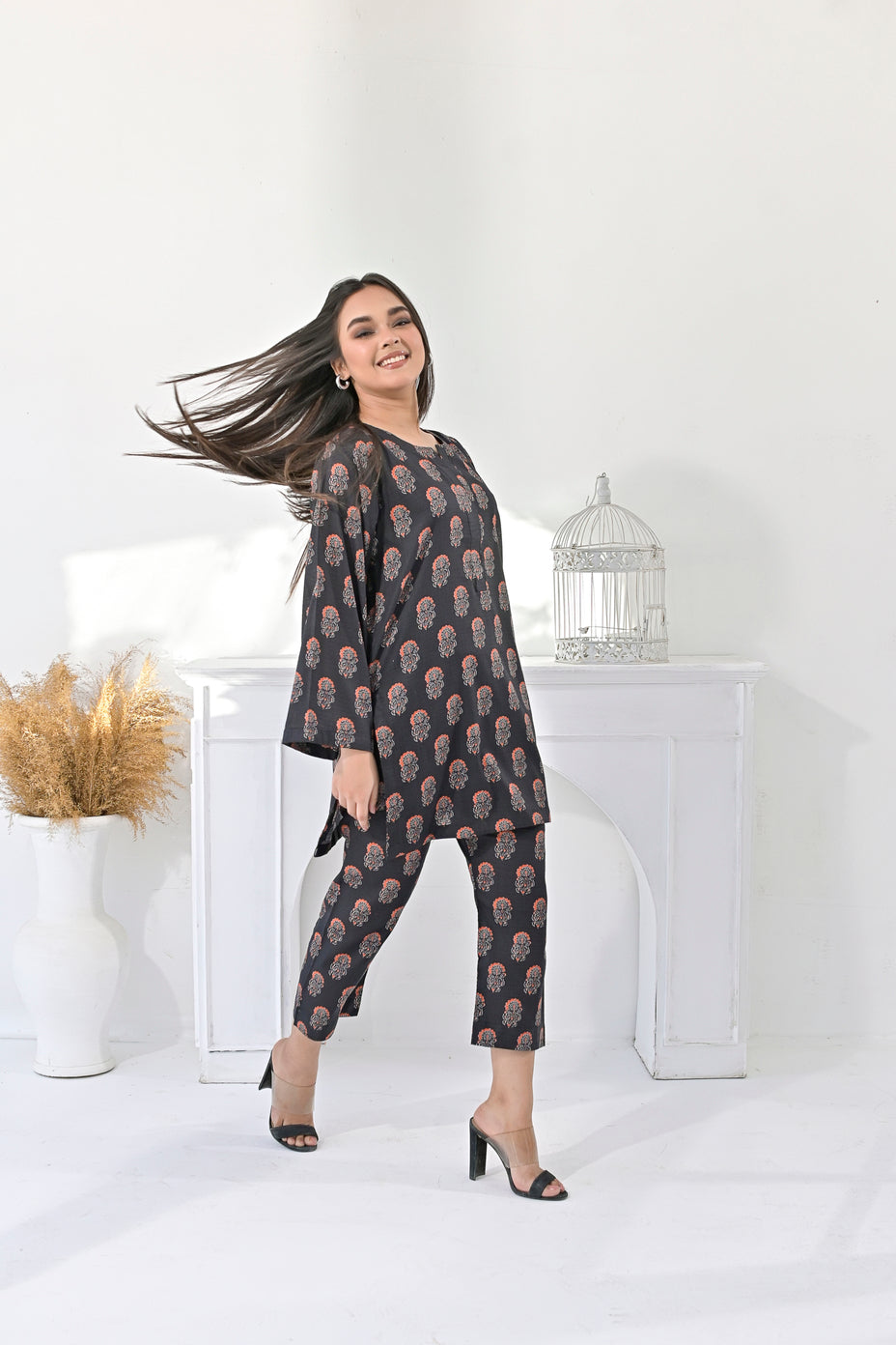 Silcot Stitched Summer Collection'2025-black floral ensemble