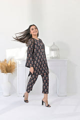 Silcot Stitched Summer Collection'2025-black floral ensemble