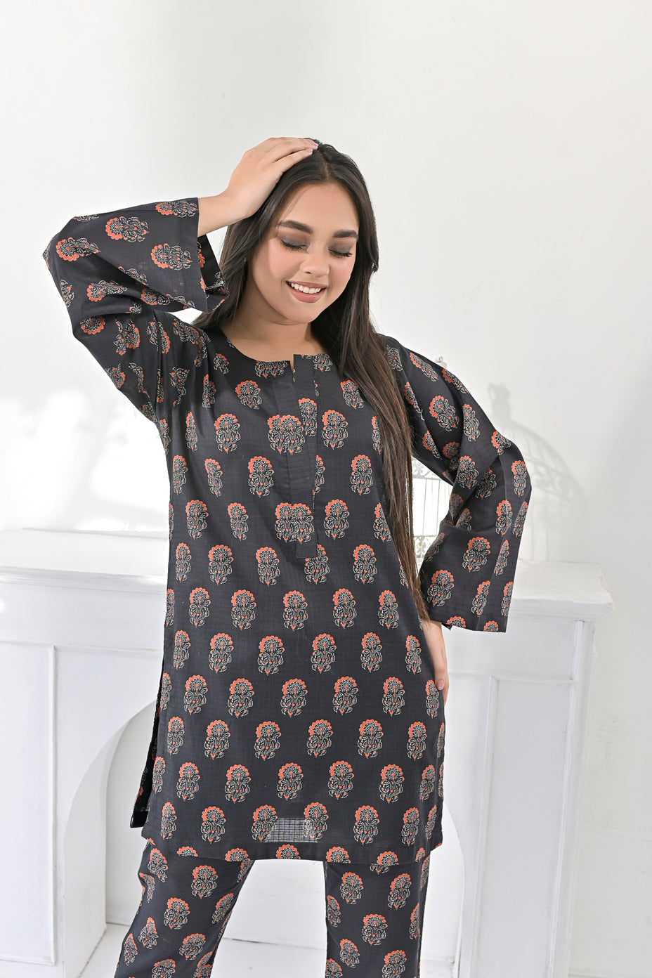 Silcot Stitched Summer Collection'2025-black floral ensemble