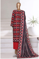 Sada Bahar Stitched 3 Piece Printed Khaddar Vol-01 Collection'2025-KD-PR-6245-Red