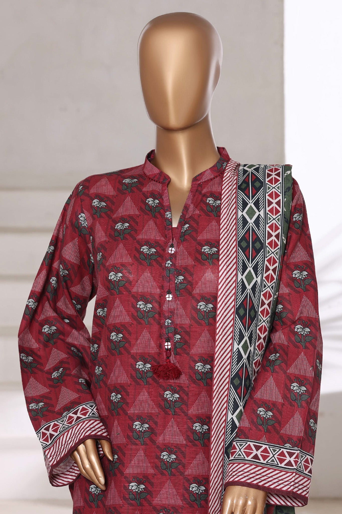 Sada Bahar Stitched 3 Piece Printed Khaddar Vol-01 Collection'2025-KD-PR-6247-Maroon