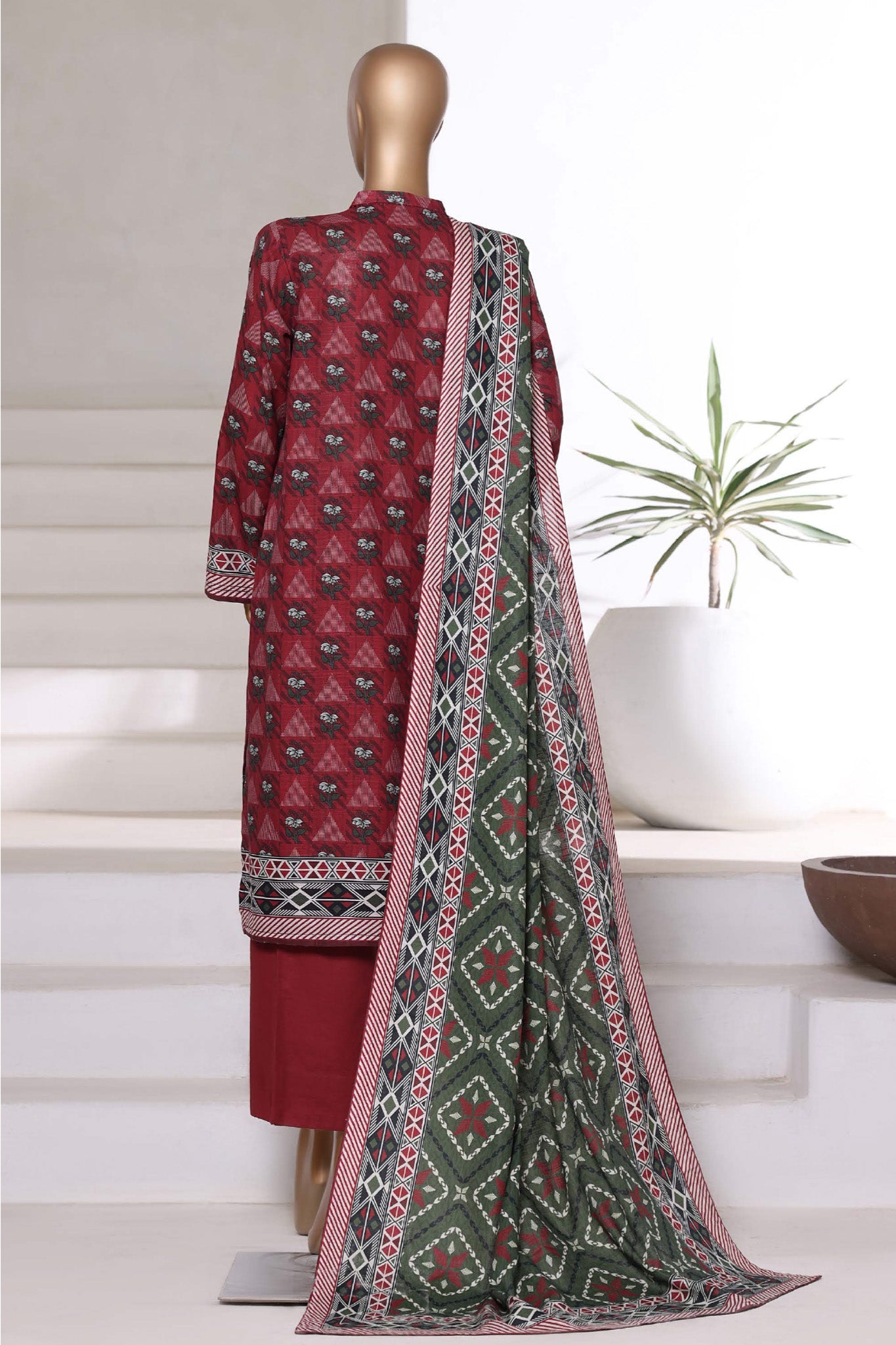 Sada Bahar Stitched 3 Piece Printed Khaddar Vol-01 Collection'2025-KD-PR-6247-Maroon