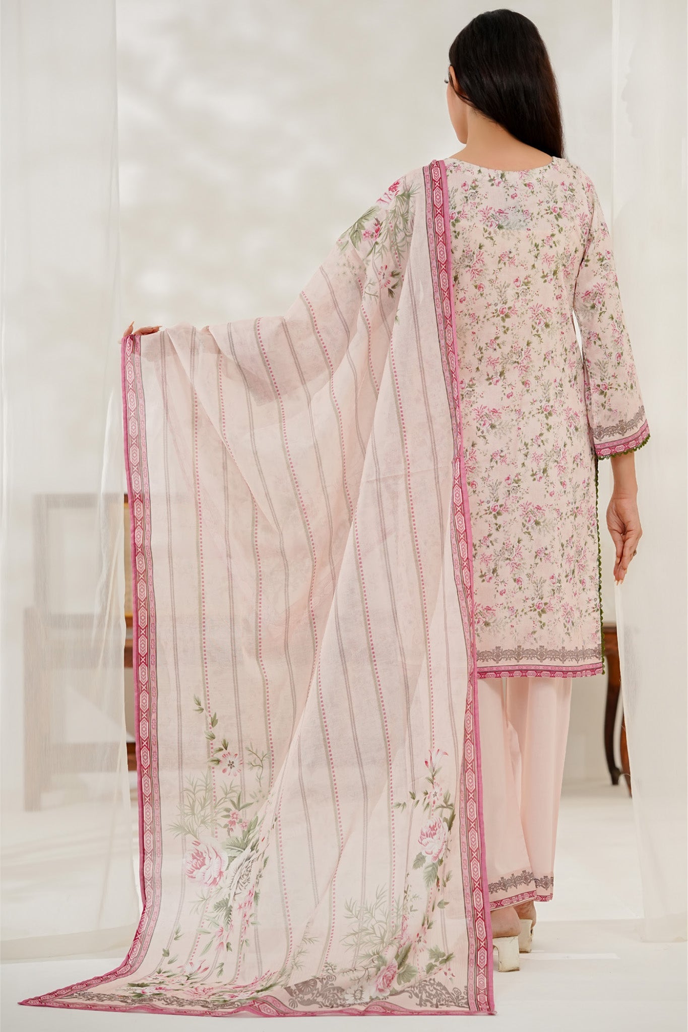 Aizal Stitched 3 Piece Printed Lawn Collection'2025-D-644-Pink