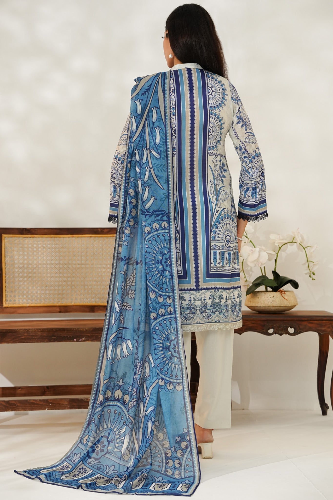 Aizal Stitched 3 Piece Printed Lawn Collection'2025-D-648-White