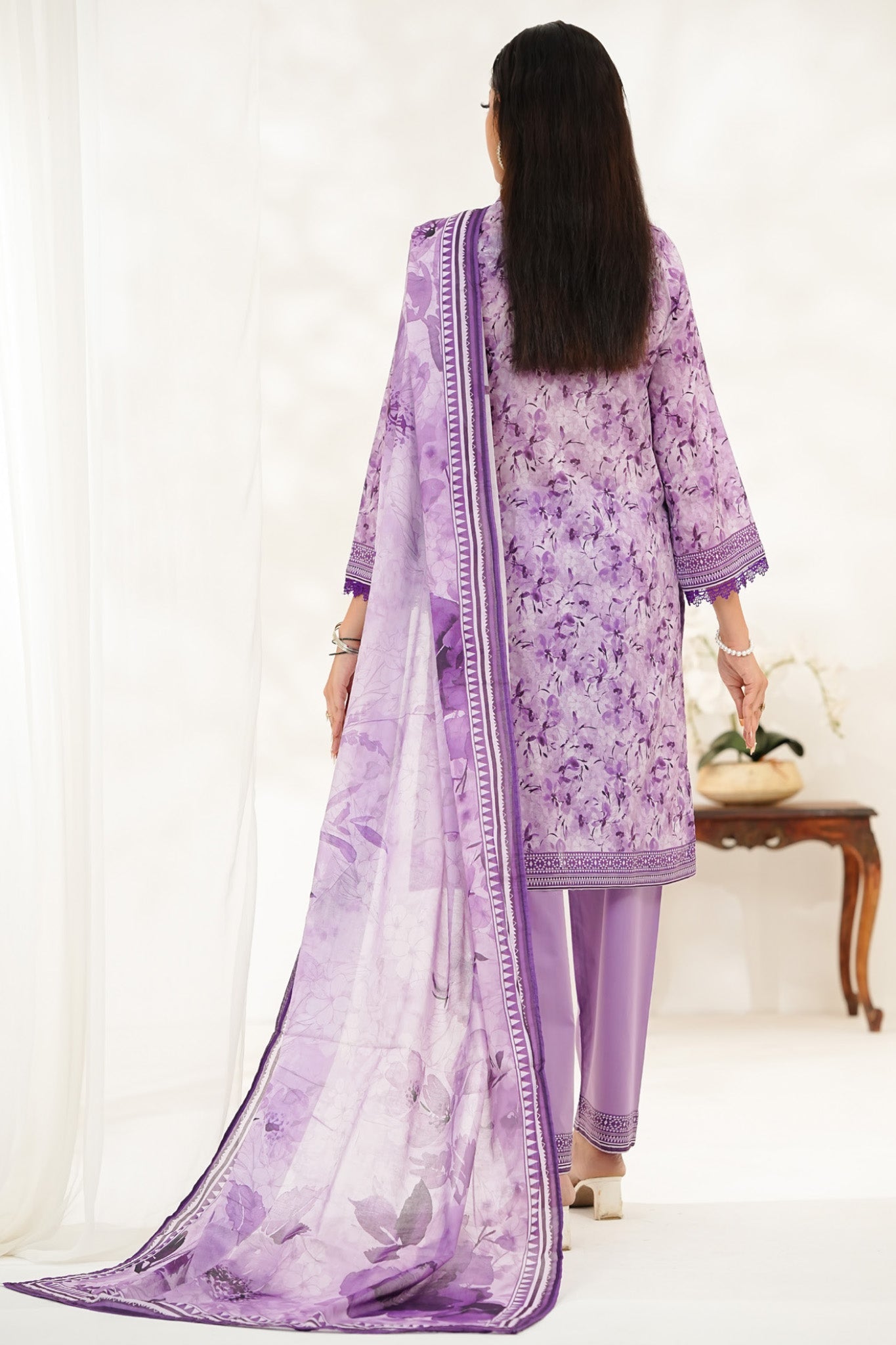 Aizal Stitched 3 Piece Printed Lawn Collection'2025-D-650-Lilac
