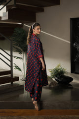 Everywear by Qariney Stitched 2 Piece Collection'2025-Blue and Red
