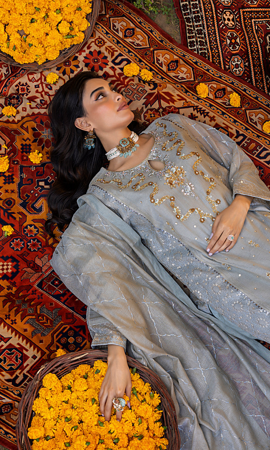 Shamooz Stitched 3 Piece Formals Collection'2025-Dusty Grey SEM-0763