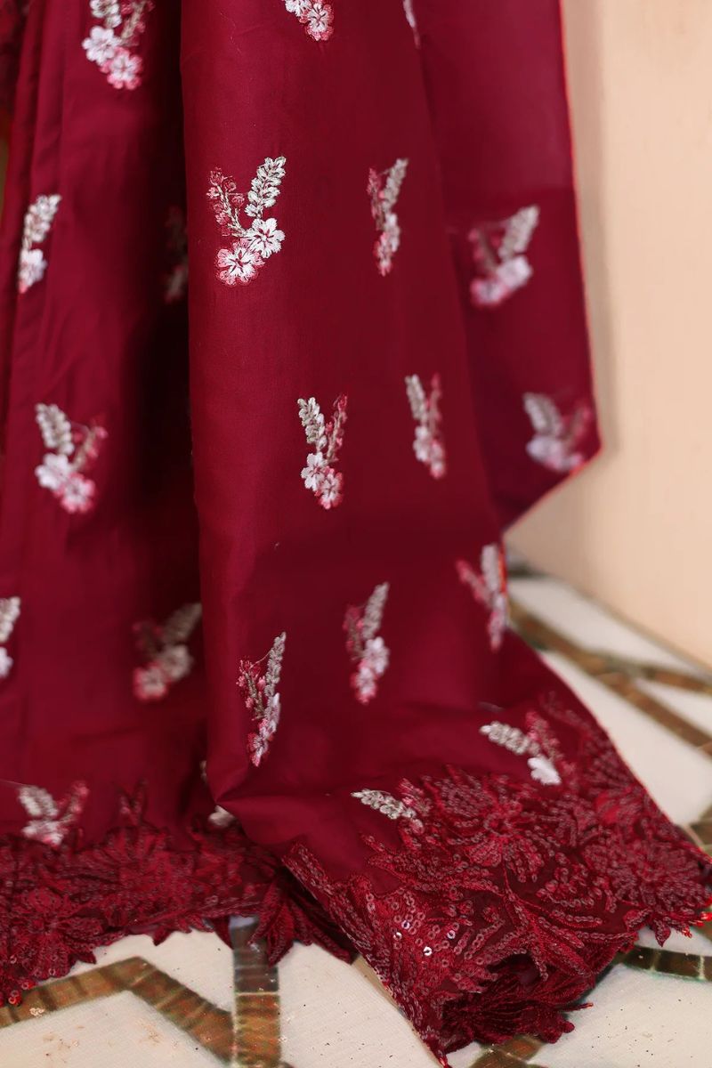Tabeer By Mariam Malik Stitched 3 Piece Summer Collection'2025-Garnet Rose