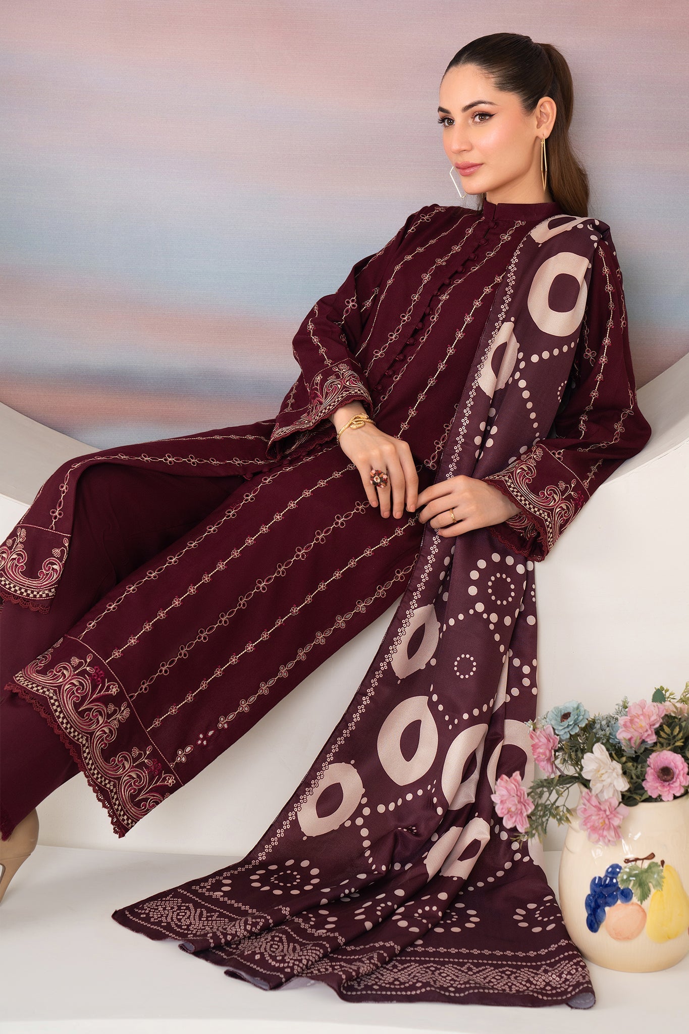 Winter Basics by Panache Apparel Stitched Collection-Plum Royale