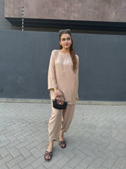 Zaman By MNM Stitched 2 Piece Winter Pret Collection'2024-Beige Bliss