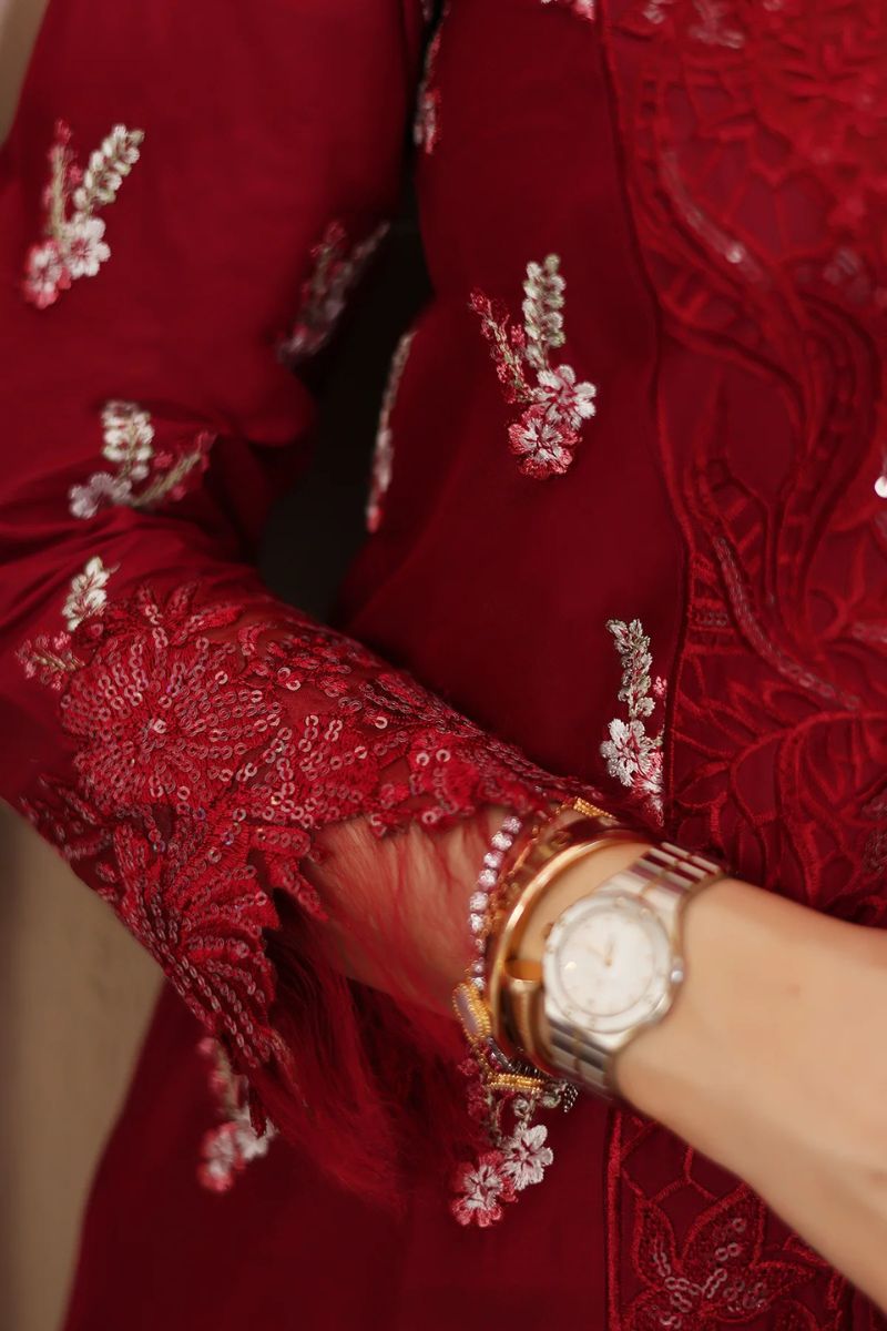 Tabeer By Mariam Malik Stitched 3 Piece Summer Collection'2025-Garnet Rose