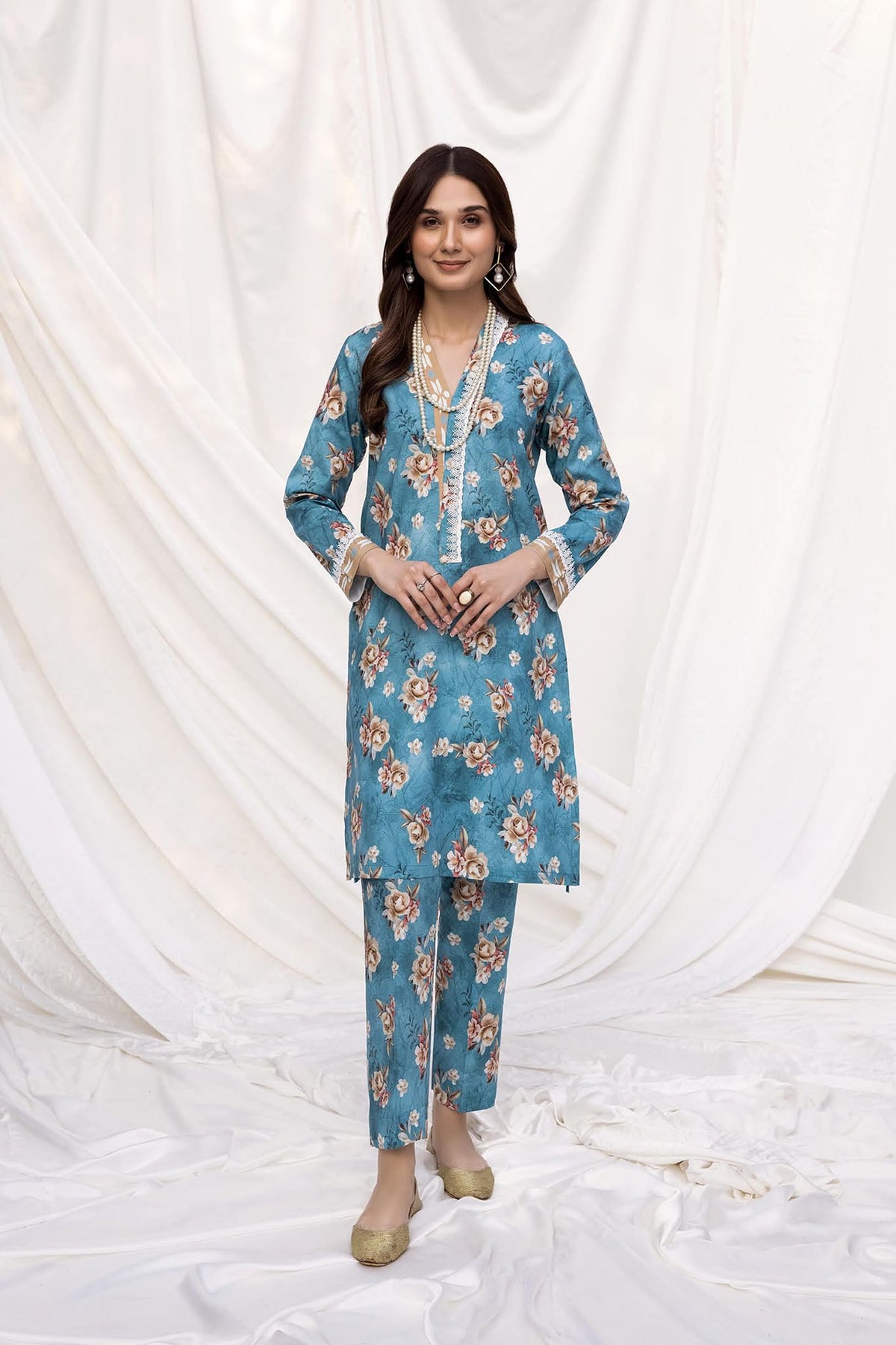 Blumm by Esra Stitched 2 Piece Printed Cambric Chp-02 Collection'2022-B-08-Ferozi