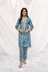Blumm by Esra Stitched 2 Piece Printed Cambric Chp-02 Collection'2022-B-08-Ferozi