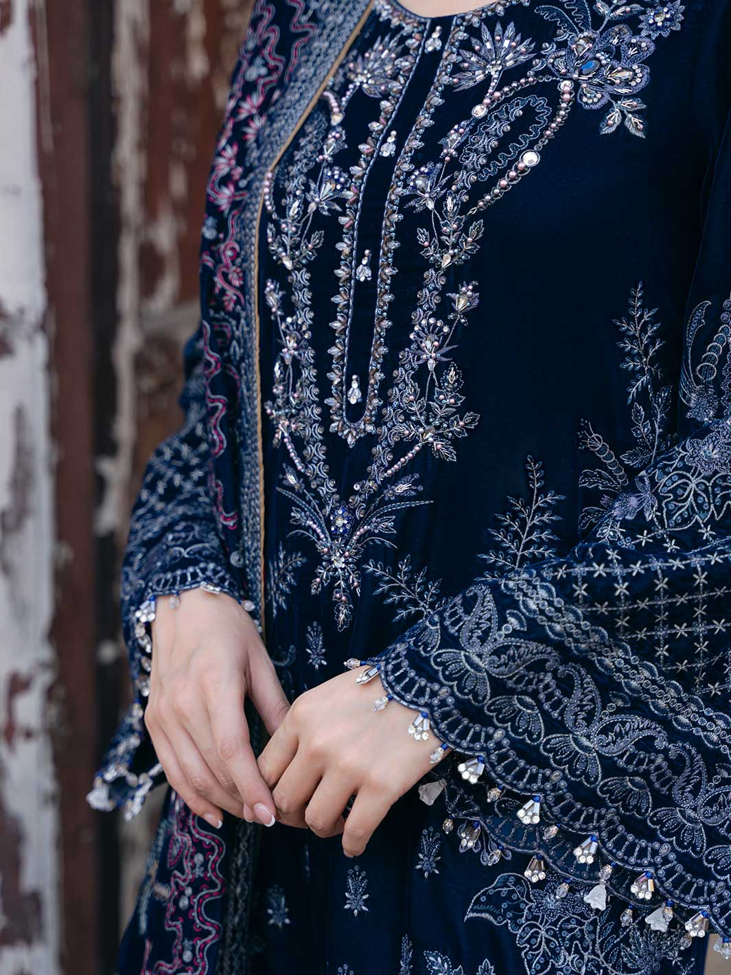 Siara By Flossie Unstitched 3 Piece Formals Velvet Collection'2025-V-106 - A