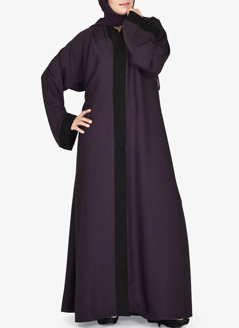 Hijab Ul Hareem Plain Contrast Color Nida Abaya without Dupatta 0116-PR Arabis