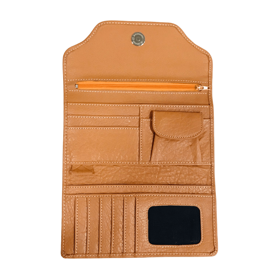Leather long crocodile wallet 3 folds Orange - Bag X