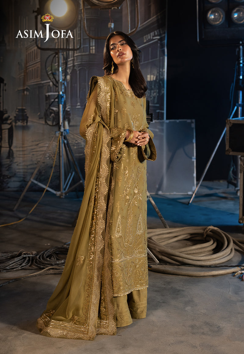 Asim Jofa LUXURY FESTIVE DROP 2 Ajlf-15 Embroidered Chiffon 3 Pcs