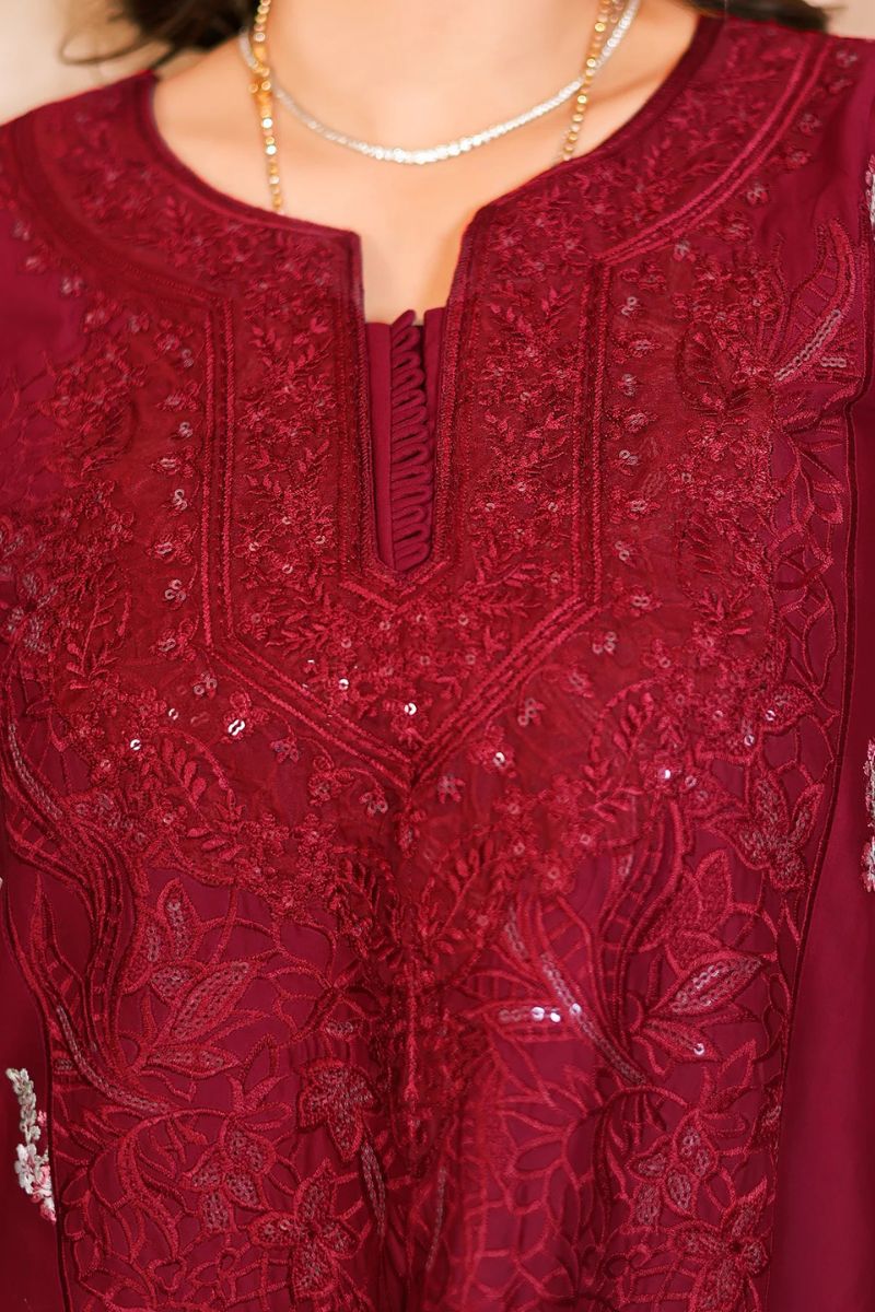 Tabeer By Mariam Malik Stitched 3 Piece Summer Collection'2025-Garnet Rose