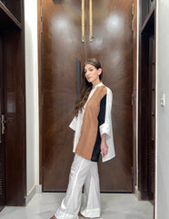 Manahils Stitched Co Ords Neutral Fringes White